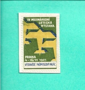 International Aviation Exhibition Prague 1927 Poster Stamp Plane Czechoslovakia - Imagen 1 de 1