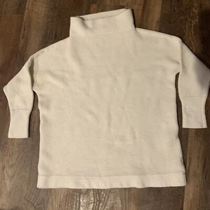 Free People Womens Mock Neck Heavy Knit Ottoman Sweater Tunic Ecru Ivory Sz L - Picture 1 of 9