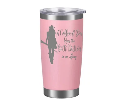 A Coffee A Day Keeps the Beth Dutton in Me Away ГРАВИРОВАННЫЙ изолированный стакан 20 унций  - Изображение 1 из 4