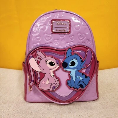 Mini Mochila Loungefly Disney Lilo & Stitch Angel & Stitch Corazón Móvil NUEVA Foto 1 de 4