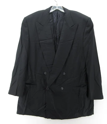 Abrigo Deportivo DE COLECCIÓN Ermenegildo Zegna Hombres 46 Negro Blazer Doble Pecho Cena Foto 1 de 4