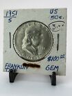 1951-s Franklin Silver Half Dollar ~ Ch/gem Bu ~beautiful Coin~toning