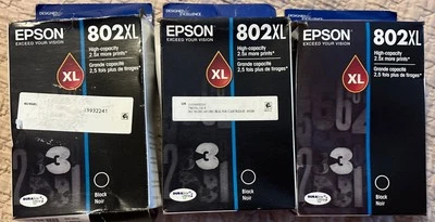 3 - Epson 802XL - Black Ink Cartridges - Dented Boxes - Image 1 of 2