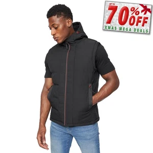 Crosshatch Kampnew Embossed Mens Gilet Comfort Winter Bomber Jacket Coat  Black - Picture 1 of 5