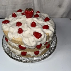 Vtg Strawberry Shortcake Ceramic Pedestal Cake Plate Dome Cover W Glass Plate - Picture 1 of 8