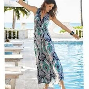 SOFT SURROUNDINGS Medici Paisley Maxi Beachy Dress Size 2X - Picture 1 of 9