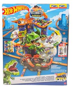 Hot Wheels Megacity Parkgarage mit T-Rex-Angriff, Autorennbahn inkl. 2 Autos NEU - Bild 1 von 4