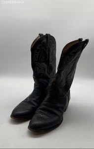 Diamond J Black Mens Vintage Leather Boots - Size 11.5EE - Picture 1 of 11