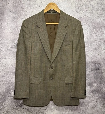 DAKS London Men’s Wool Brown Checkered Blazer Jacket Sportcoat Size EU 48 UK 38 - Image 1 of 4