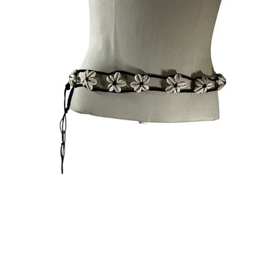  Cinturón de corbata tejido floral concha marina boho costa playa crucero ropa de resort OS Foto 1 de 4