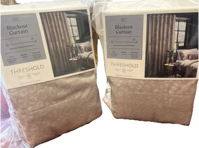 50"x84" Blackout Embossed Velvet Curtain Panel Brown - Threshold 2 Packs - Image 1 of 3