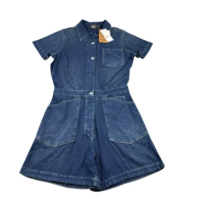 RRL Ralph Lauren Indigo Algodón Lino Jane Mono Talla Mujer 3 Nuevo con Etiquetas Foto 1 de 4