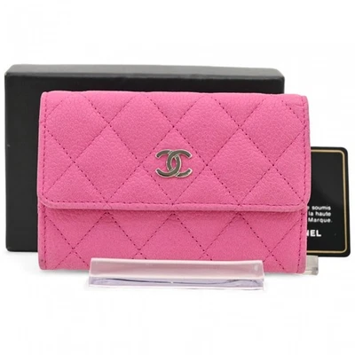 Auténtico estuche para tarjetas CHANEL Matelasse marca de coco rosa ch4444nt Foto 1 de 4