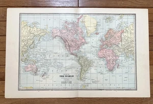 1886 Antike Weltkarte Vintage Weltkarte Galerie Wanddeko #2594 - Bild 1 von 3