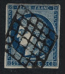 France Ceres 25c Blue Good margins 1849 Canc Sc#6 SG#18? MI#4a - Picture 1 of 1
