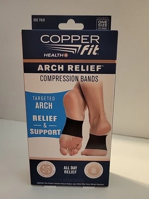 Copper Fit Arch Relief Compression Bands 1 Pair - One Size, Black - Image 1 of 4