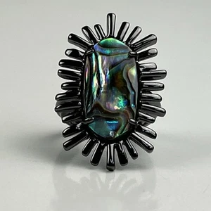 Kendra Scott Owen Cocktail Ring in Abalone Gunmetal Tone 7 Sunburst - Picture 1 of 7