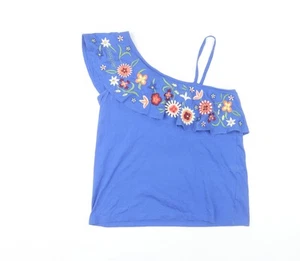 Next Blue One Shoulder Ruffle Tank - UK 10, Embroidered - Picture 1 of 12