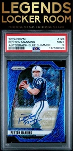 2024 Panini Prizm #126 Peyton Manning Autograph-Blue Shimmer /25 PSA 9 - Picture 1 of 2