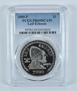 2000-P Leif Ericson Commemorative Dollar PR69 DCAM PCGS Blue Label *4412 - Picture 1 of 5