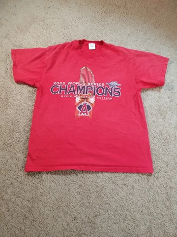 Vintage 2002 Anaheim Angels Shirt Adult Large Red World Series Champions MLB Men Cover