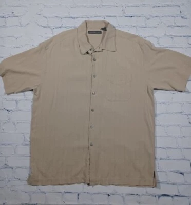 Camisa Roberto Villini Studio Para Hombre XL Tostada Seda Manga Corta Abotonada Foto 1 de 3