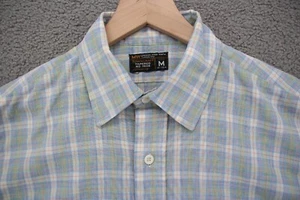 Vintage JC Penny Towncraft Shirt Men Medium 15 Button Up Plaid Lightweight 70s - Picture 1 of 9