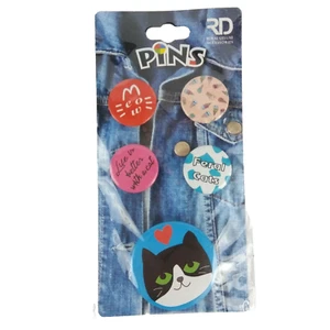 Juego de 5 alfileres de botón para gato maullido salvaje chaqueta de moda real de lujo helado - Imagen 1 de 4