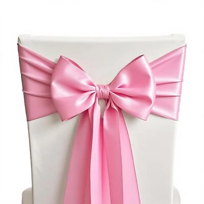 50-Pack 7x108 inch Pink Satin Chair Sashes Bows for Wedding Birthday Party - Image 1 of 4