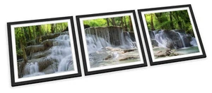 Beautiful Waterfall Landscape FRAMED ART PRINTS SET Picture Poster Square - Picture 1 of 5