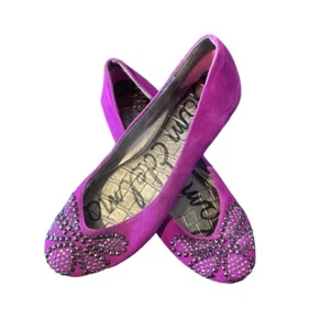 Sam Edelman Charleen Ballerinas Schuhe 6 M Nieten Leder Wildleder Fuchsia - Bild 1 von 11