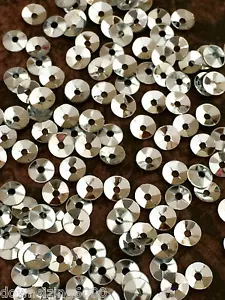 Sequins 4mm Silver Metallic Cup Coolie Hat / Cone Shape Choose Pack Size - Picture 1 of 2
