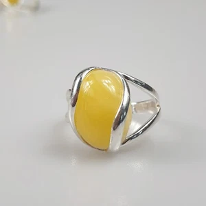 weiss gelb echt edelstein ring silber schmuck verstellbare grosse echtschmuck - Bild 1 von 6