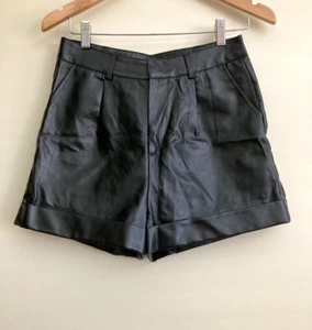 Shein sz medium Shiny Black Faux leather Look Polyester short shorts pockets - Picture 1 of 6