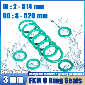 Metric Vitons Rubber FKM O Ring Seals 3mm Cross Section 2mm-514mm ID - Picture 1 of 203