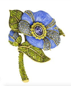 New $120 HEIDI DAUS Budding Romance Crystal Enamel Pin Violet - Picture 1 of 6