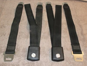 1968 1969 1970 1971 Mustang Mach 1 Grande Cougar ORIG BLACK REAR SEAT BELTS SET - Picture 1 of 9