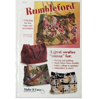 Rumbleford Big Bag Pattern 17-1/2"x15"x8" Piece Quilt Applique Embroidery & More - Image 1 of 4