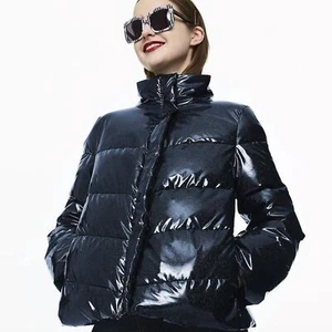 New w/o Tags Navy Glitter Cropped Puffer Coat - Picture 1 of 3