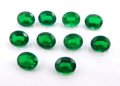 Lab Created Doublet Emerald Oval Cut Lot Loose Jewelry Gemstone 10X12 MM P-1499 - Image 1 of 4