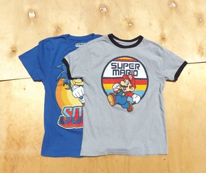 Größe Medium (7) Jungen Cartoon T-Shirt Set - grau blau Mario Sonic - Bild 1 von 5