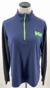Helly Hansen HH Lifa Quarter Zip Top Blue/Green Stripes Size Large - Picture 1 of 7