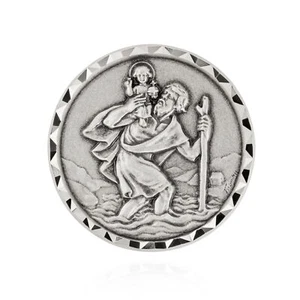 Schutzpatron der Fahrer 3cm Autoplakette Rand diamantiert Selbstklebend Magnet - Picture 1 of 1