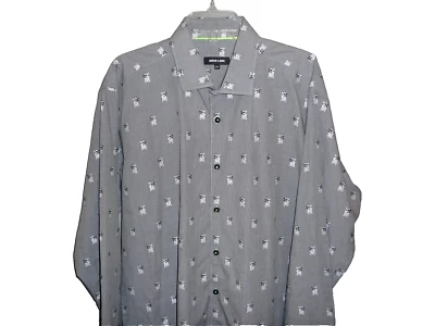 Mens Jared Lang Black French Bulldog Themed Cotton Long Sleeve Shirt 2XL Mint - Image 1 of 4