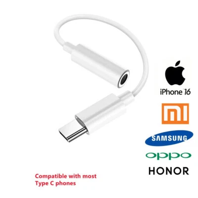 USB Type C TO 3.5mm Audio Jack Headphone Adapter USB-C Cable For iPhone 16/15Pro - Image 1 of 4