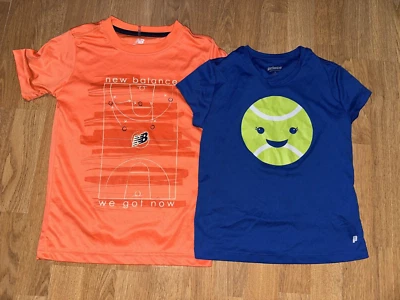Lote de 2 camisetas deportivas para niños - Naranja New Balance y Blue Prince - Talla 8 Foto 1 de 4