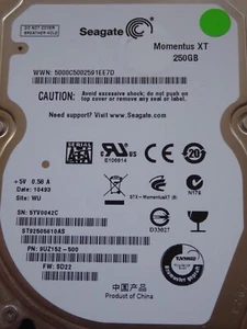 ST92505610AS SN: 5YV PN: 9UZ152-500 FW: SD22 WU Seagate Momentus XT 250GB - Bild 1 von 1