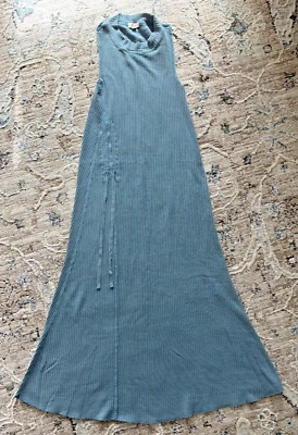 Maxi Vestido Anthropologie Elan Para Mujer Azul Cuello Simulado Tejido Gofre Corbata Talla M Foto 1 de 4