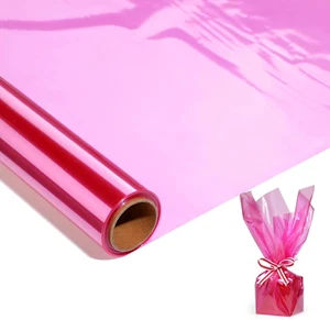 100FT Pink Cellophane Wrap Roll (17 In. Widex100Ft. Longx2.3 Mil Thick),Pink Tra - Picture 1 of 12