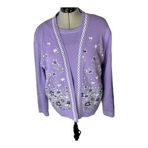 Pure And Natural Damen Lavendel Lila Strickjacke Pullover Floral Gr. 3XL - Bild 1 von 14